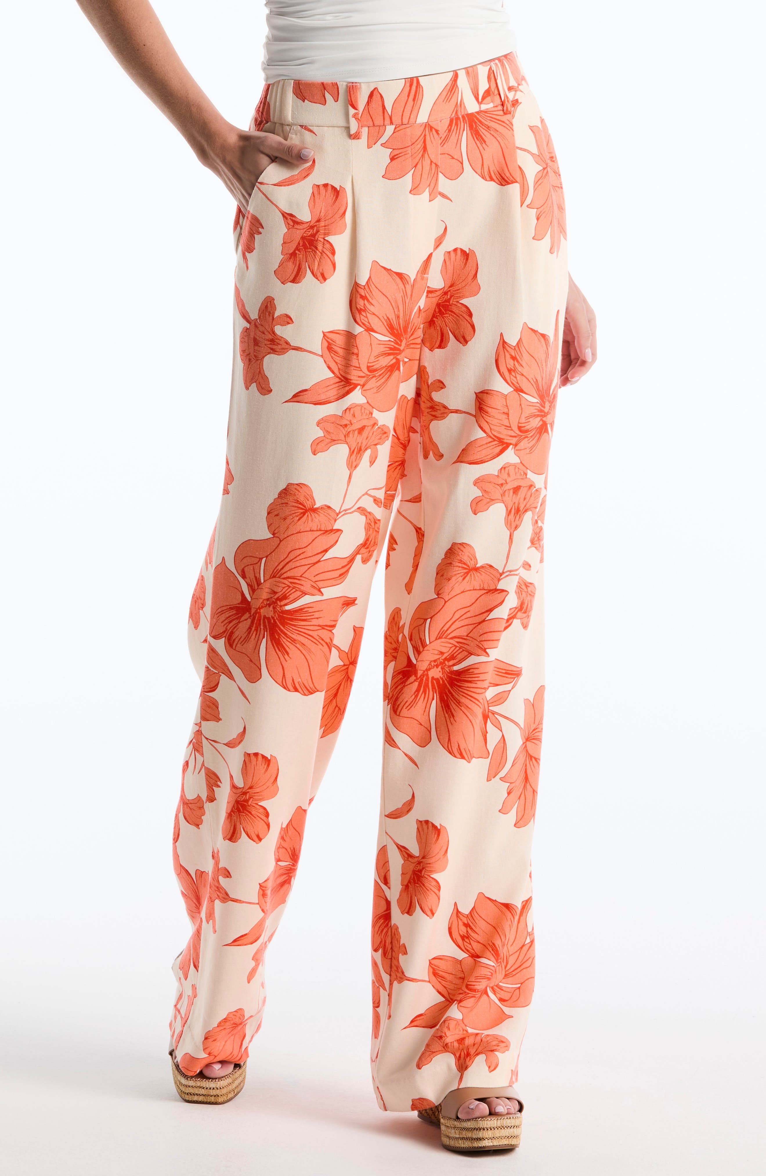 Laundry by Shelli Segal Floral Pleated Wide Leg pants