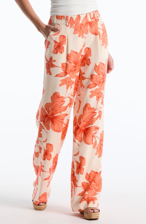 Floral Pleated Wide Leg pants