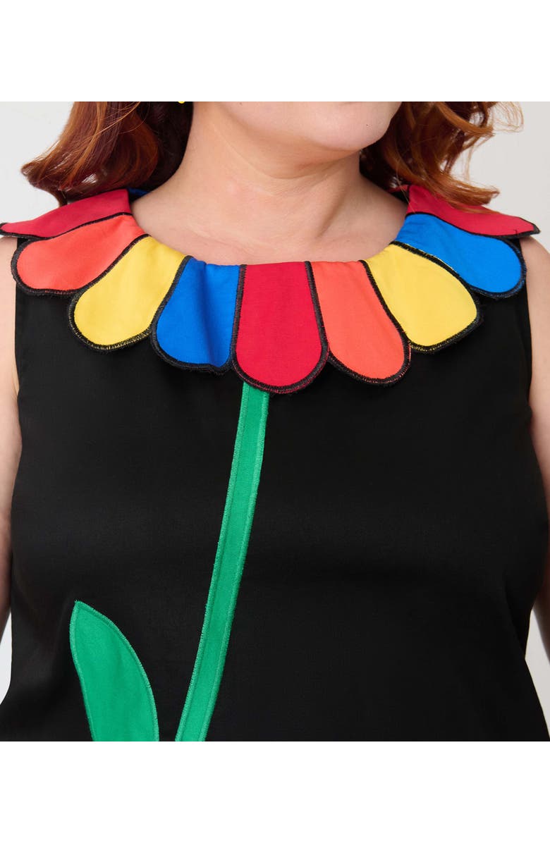 Smak Parlour Plus Size Petal Collar Shift Dress, Alternate, color, Black W/Rainbow Collar