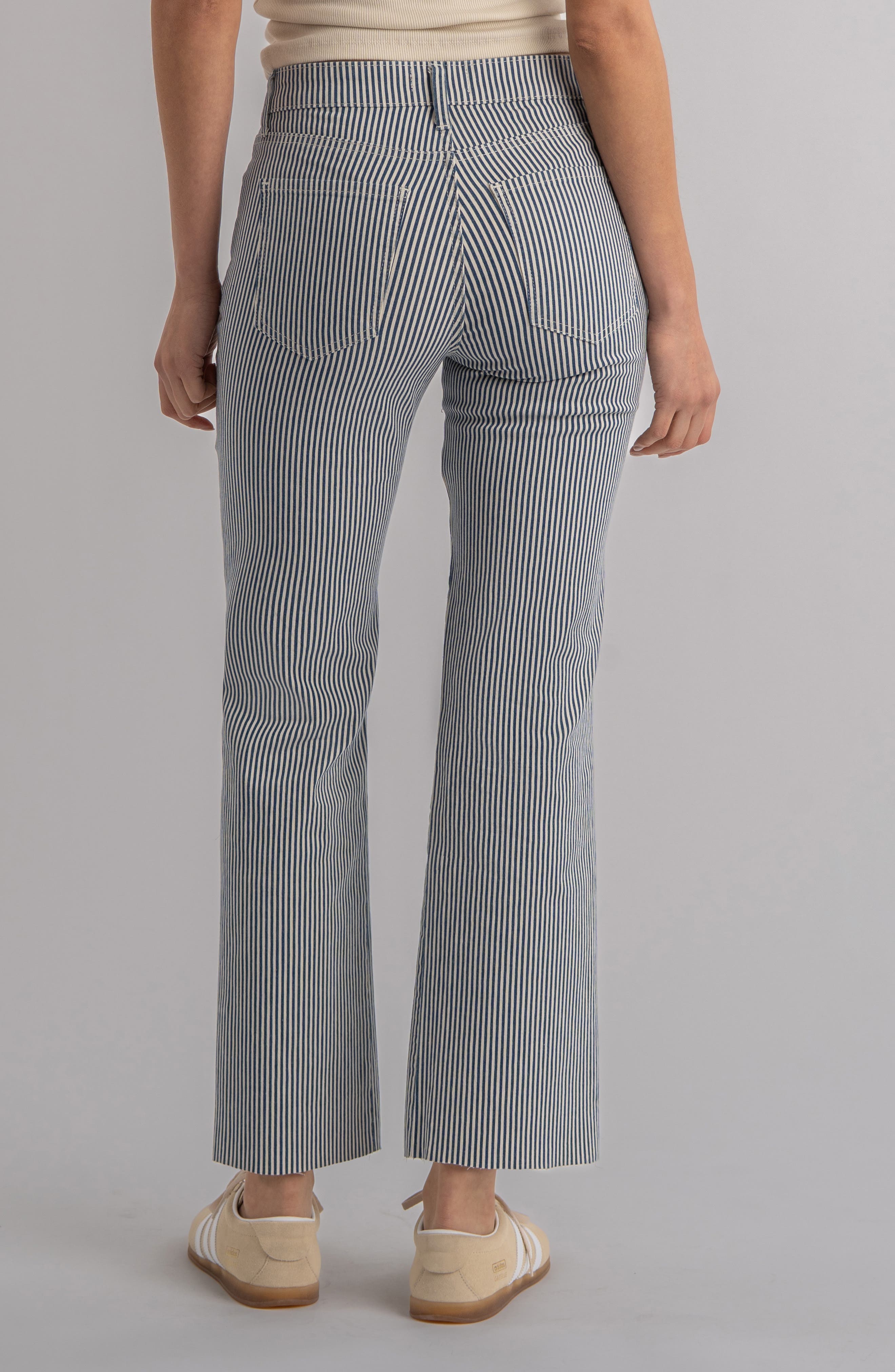 Kelsey Fab Ab Stripe Raw Hem High Waist Ankle Flare Jeans - image 2
