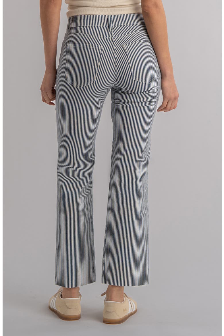 Kelsey Fab Ab Stripe Raw Hem High Waist Ankle Flare Jeans, Alternate, color, NAVY/ IVORY
