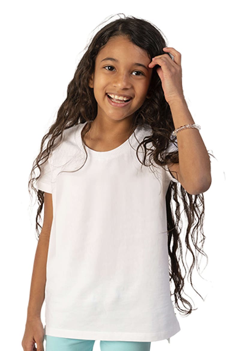 Organic Cotton Girls Extended Length T-Shirt 3-pack, Alternate, color, Navy, Chambray and White