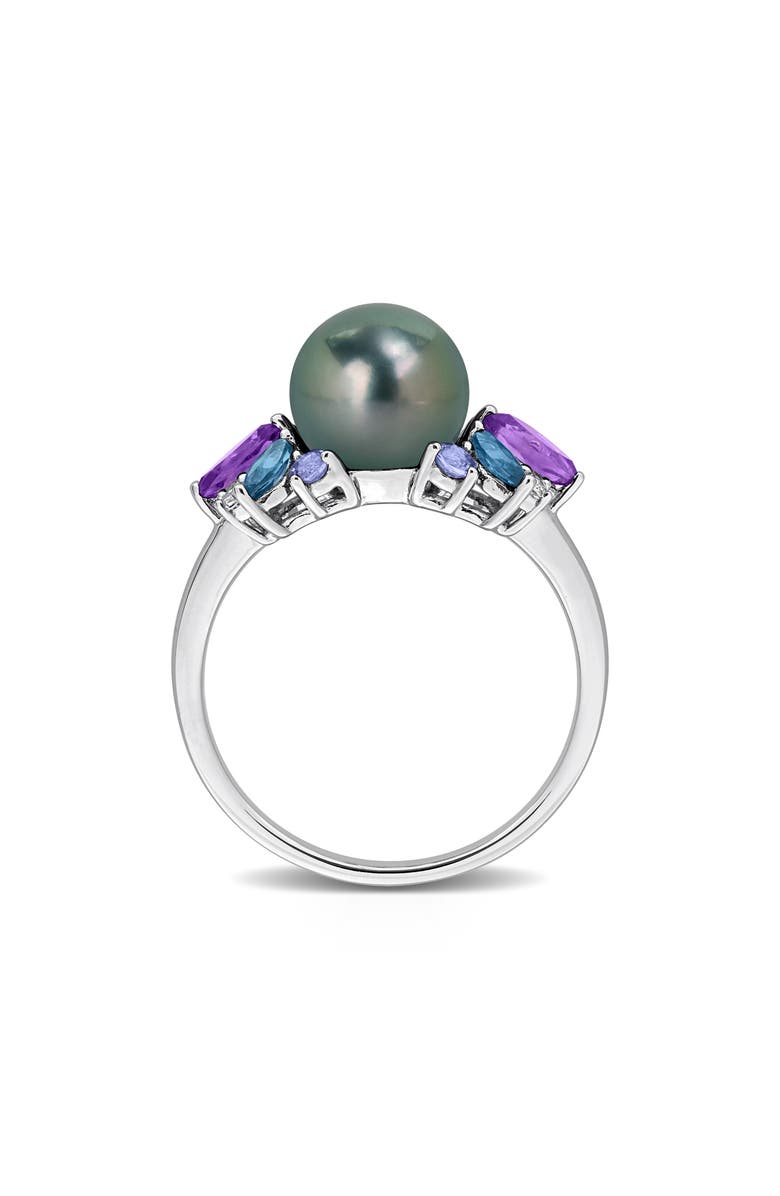 DELMAR 8-8.5mm Cultured Tahitian Pearl Cluster Ring, Alternate, color, Tahitian Pearl