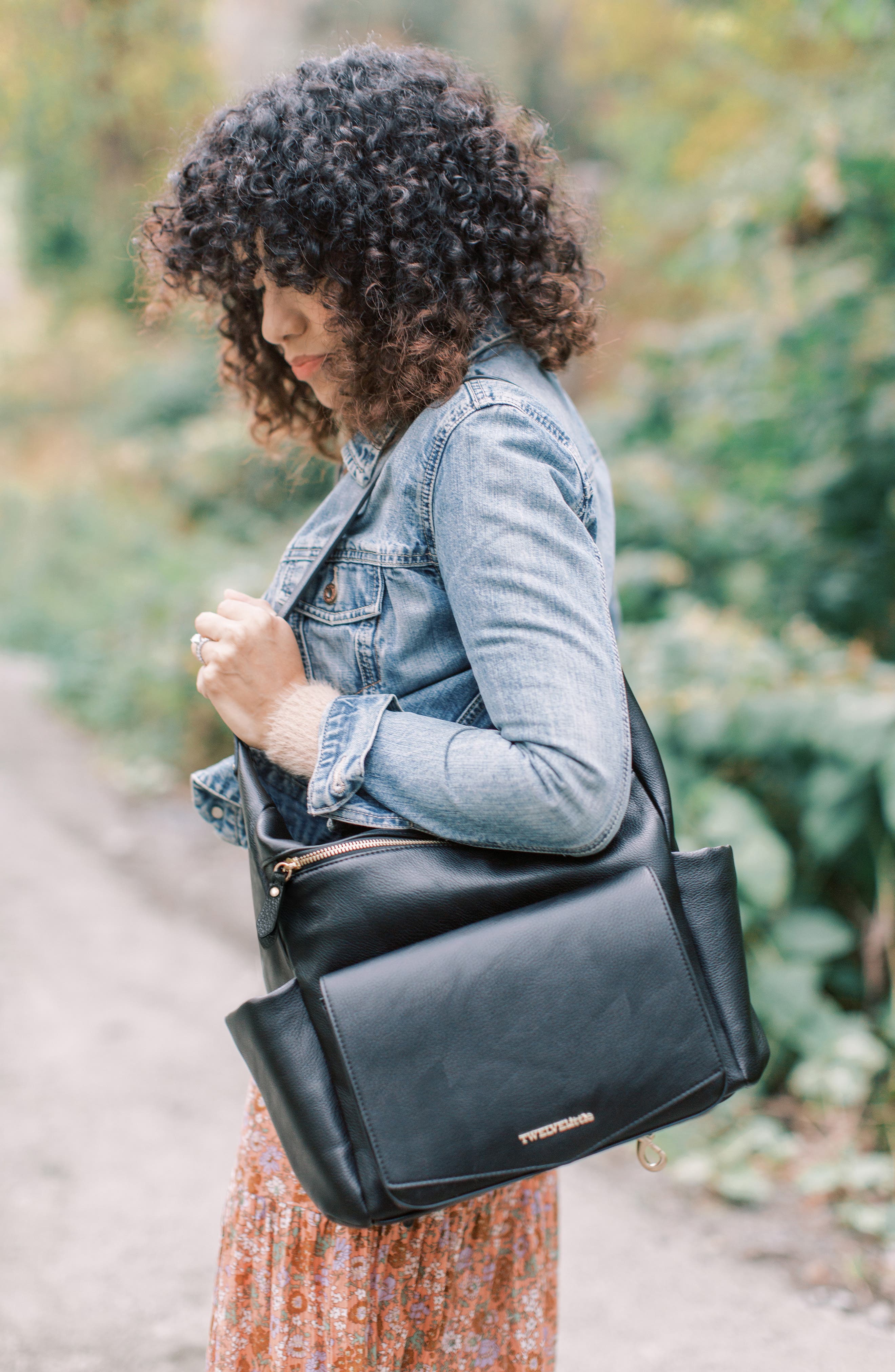 TWELVElittle Peekaboo Faux Leather Convertible Diaper Backpack, Alternate, color, Black