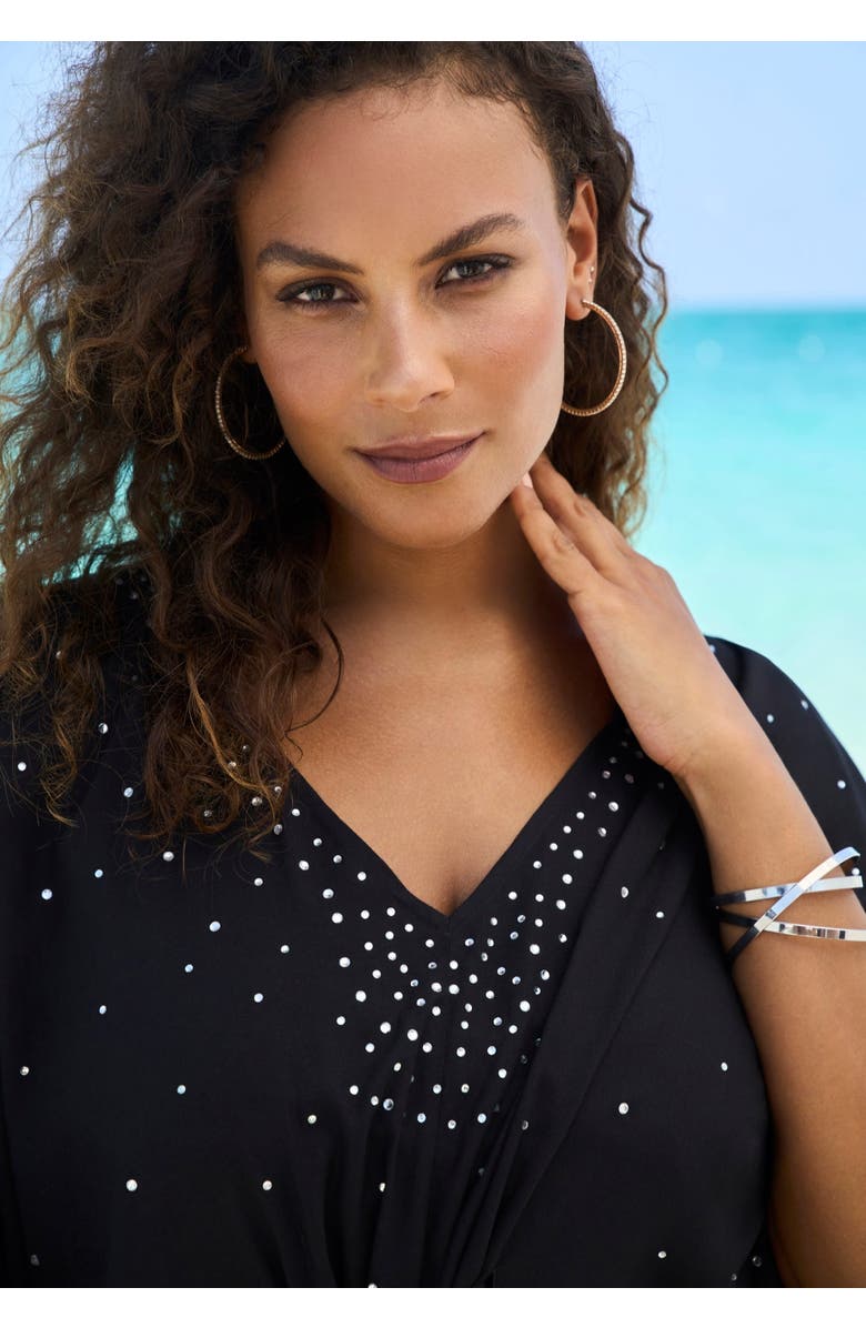 Swim 365 Ruched Caftan Cover Up, Alternate, color, Black