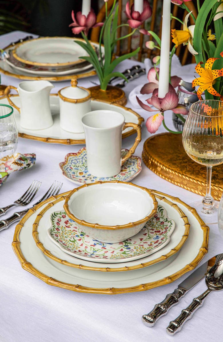 Juliska Bamboo Ceramic 16-Piece Dinnerware Set, Alternate, color, Bamboo Natural