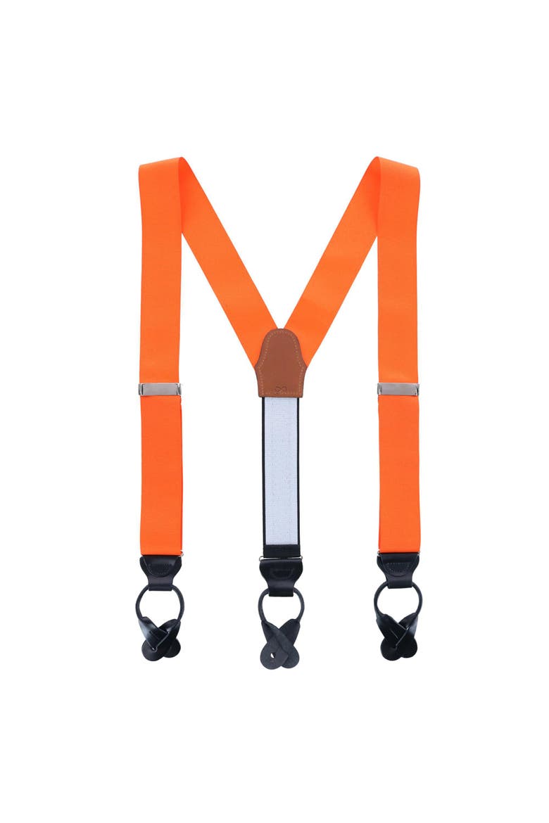 Big & Tall Phoenix Grosgrain Non Stretch Ribbon Button End Suspenders, Alternate, color, Pumpkin