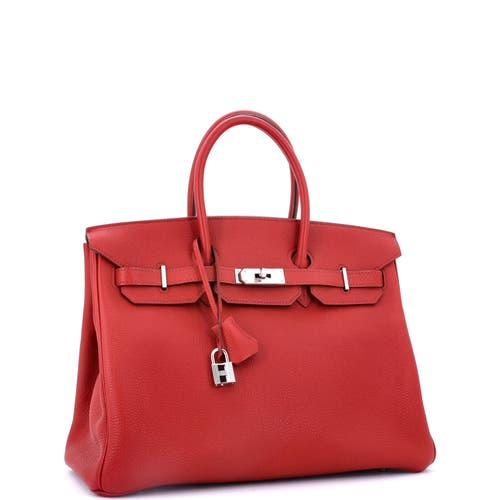 Pre-owned Hermes  Hermes Birkin Handbag Red Togo With Palladium Hardware 35 In Red