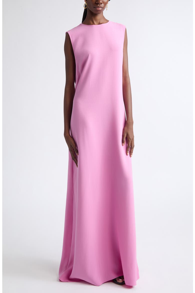 Beaded Mixed Botanical Embroidered Stretch Silk Georgette Dress, Alternate, color, ROSEBUD
