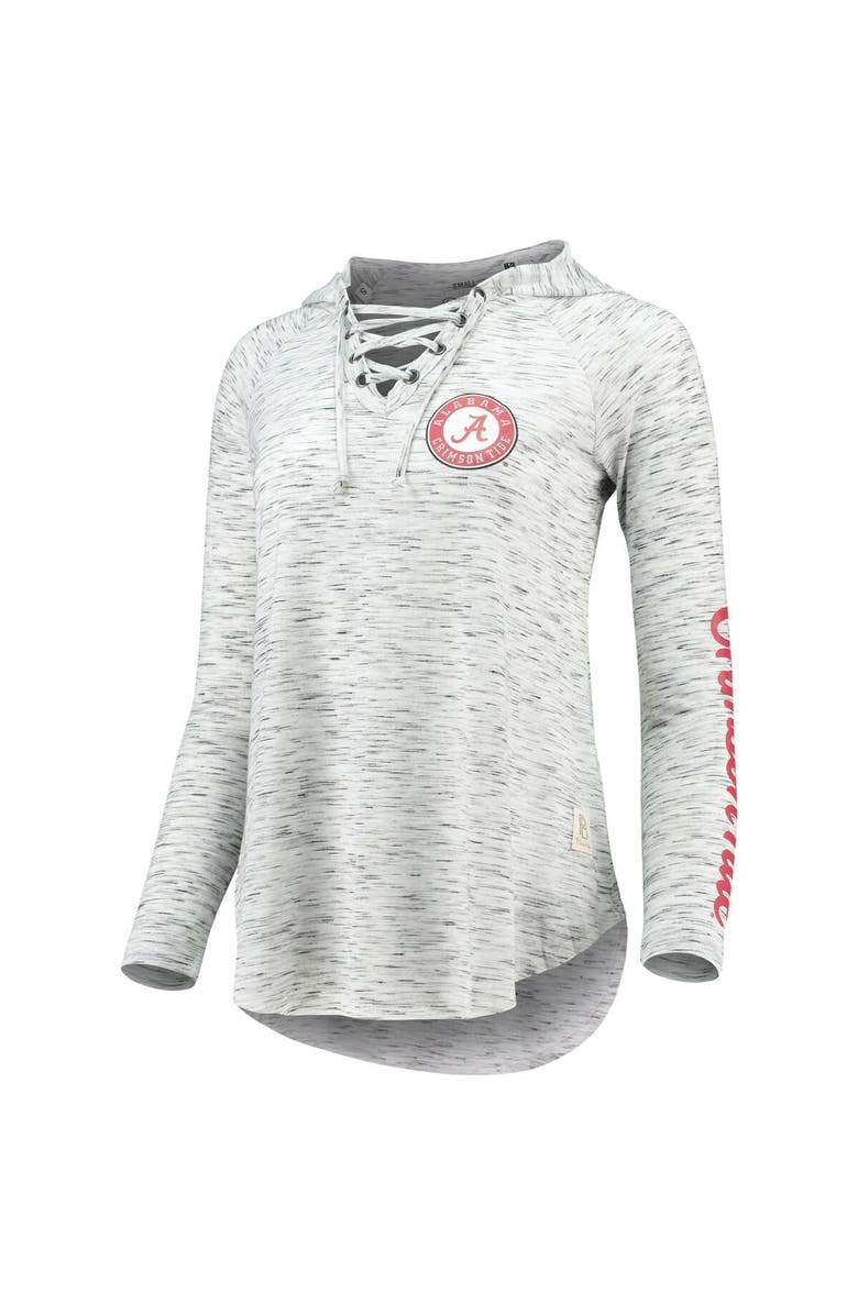 PRESSBOX Women's Pressbox Gray Alabama Crimson Tide Space Dye Lace-Up V-Neck Long Sleeve T-Shirt, Alternate, color, 