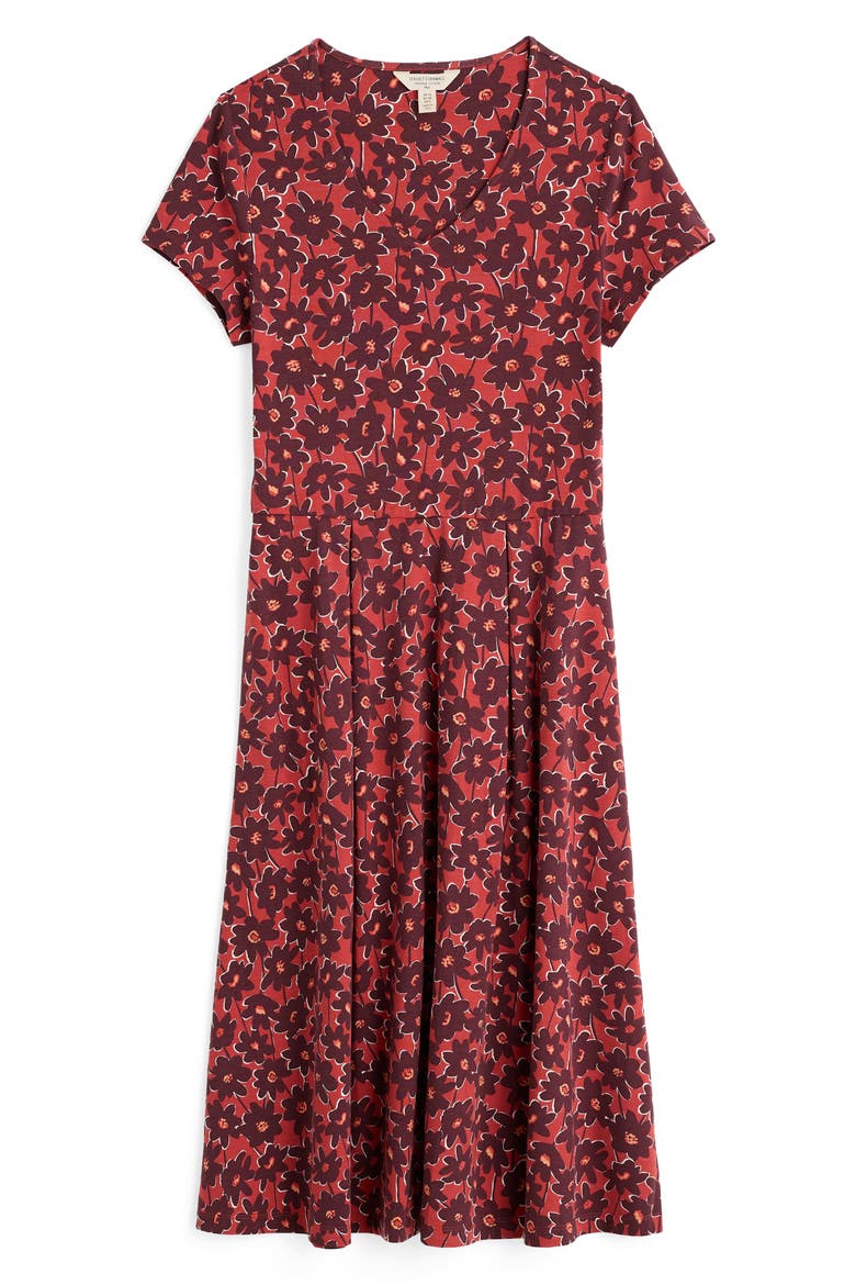 Pier View Floral Flare Stretch Organic Cotton Dress, Alternate, color, INKED COSMOS MASALA