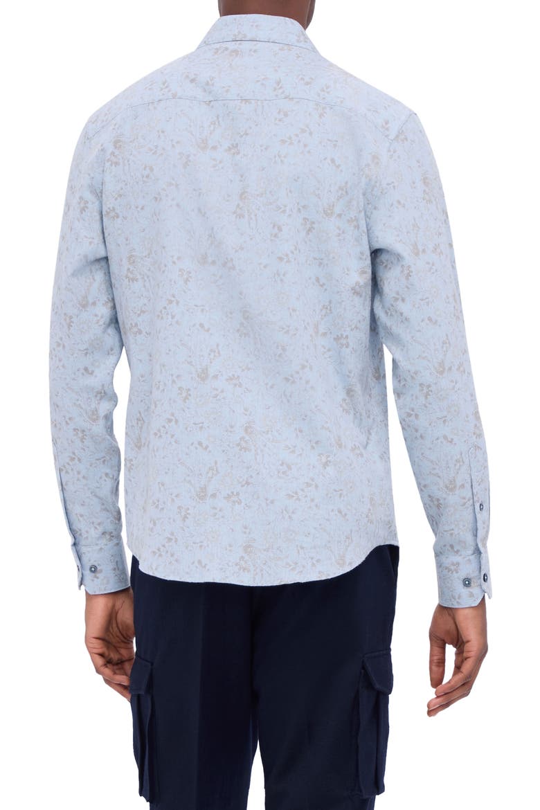 Axel Shaped Fit Abstract Floral Print Button-Up Shirt, Alternate, color, DUSTY BLUE