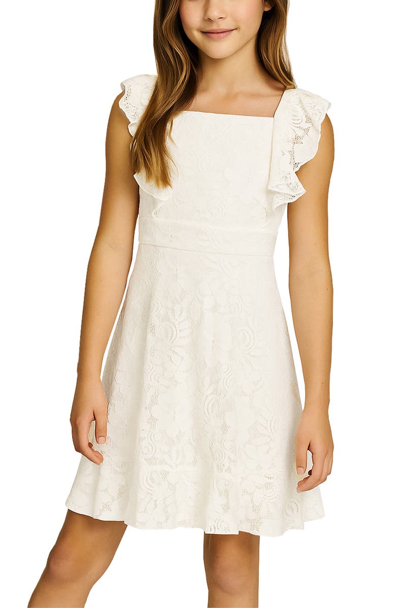 Zunie Kids' Stretch Lace Dress, Alternate, color, Ivory