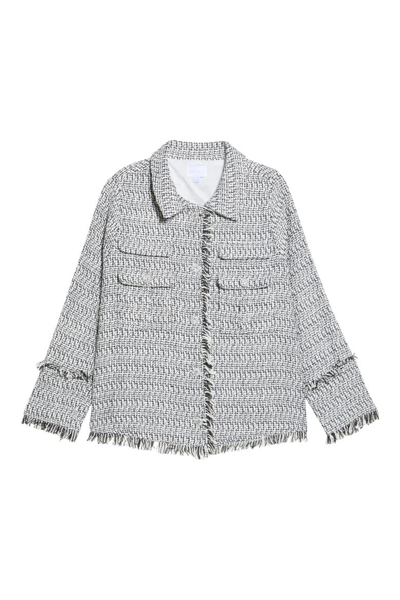 Trista Tweed Blazer, Main, color, WHITE-BLACK