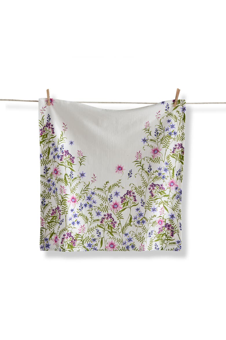Artisona Blooming Floral Cotton Floursack Dishtowel Multi 27x27 in, Main, color, White