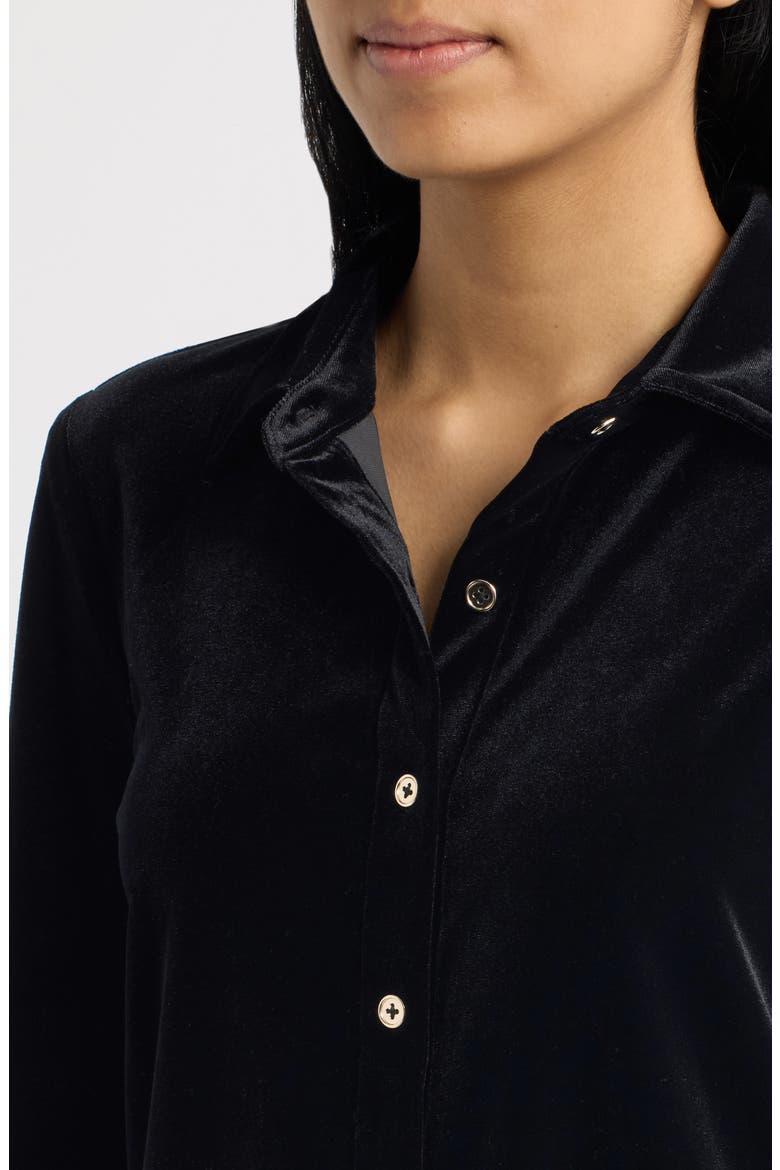Velvet Button Front Shirt, Alternate, color, ANNE BLACK