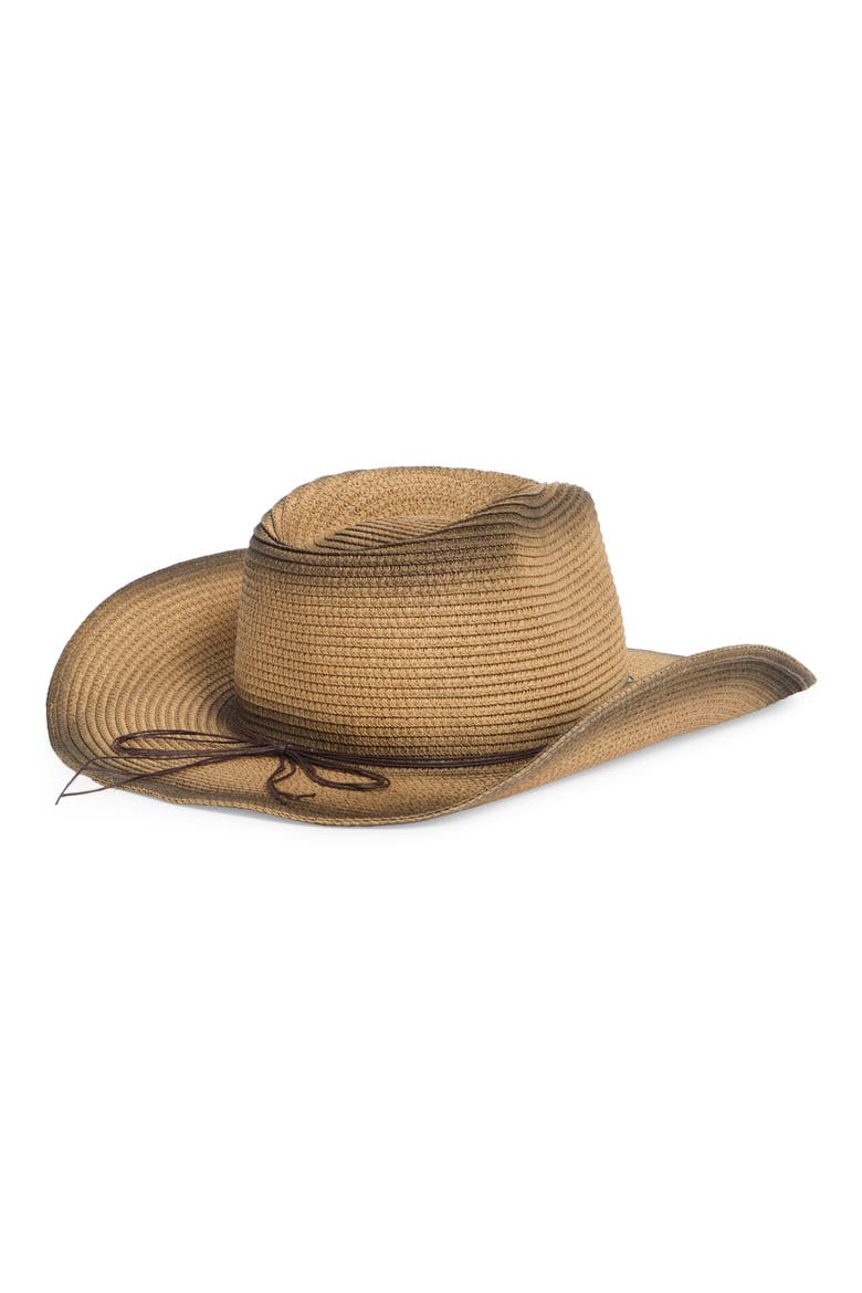 Tea Stained Straw Cowboy Hat, Alternate, color, DARK NATURAL
