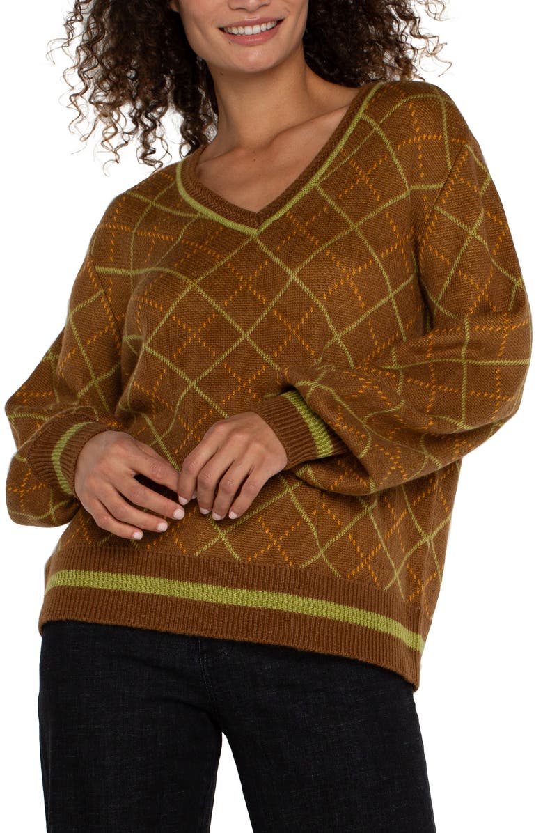 Liverpool Argyle Bishop Sleeve Sweater, Alternate, color, Caramel Multi