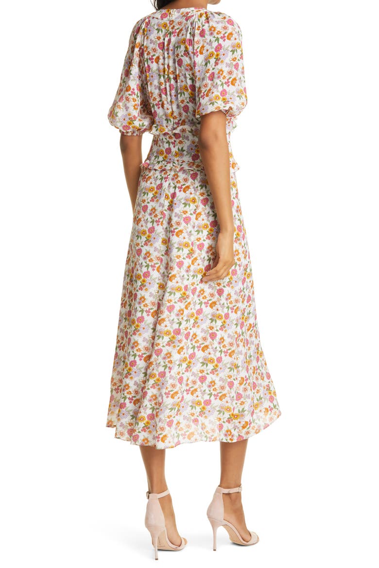 Sunshine Paradise Floral Midi Dress, Alternate, color, WHITE/MULT