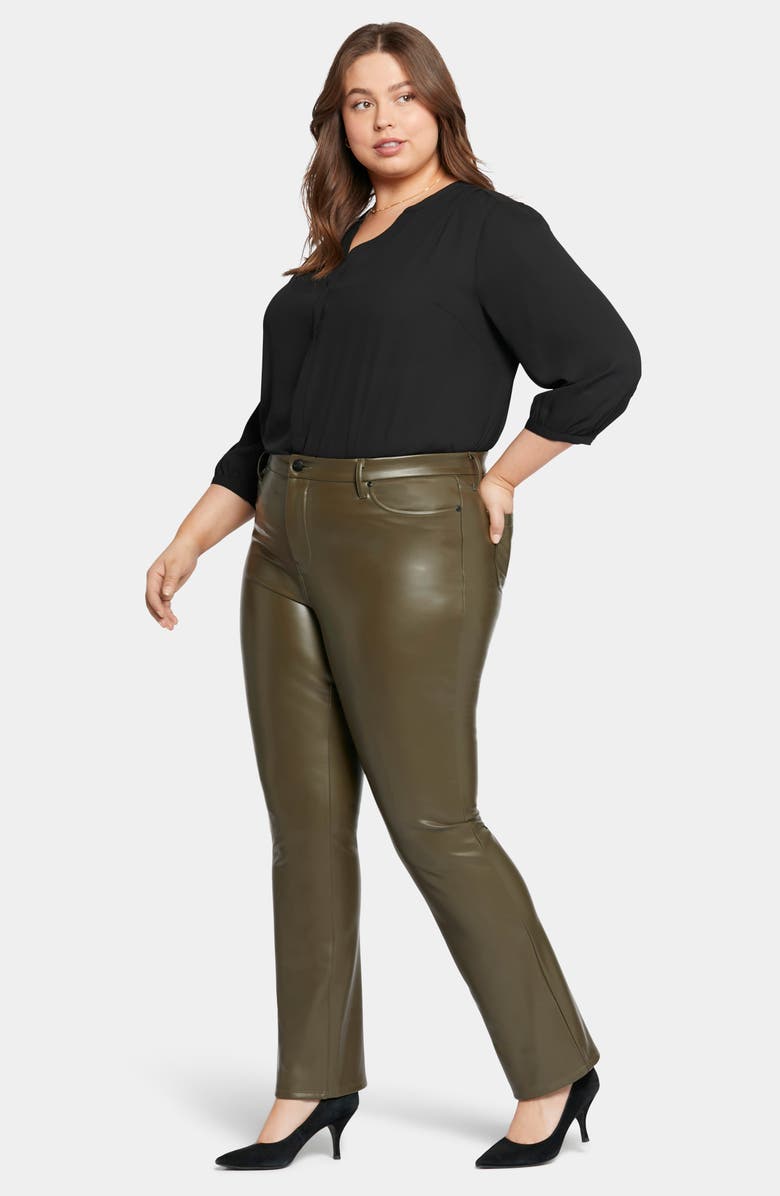 NYDJ Sculpt Her Marilyn Faux Leather Straight Leg Pants, Alternate, color, Ripe Olive