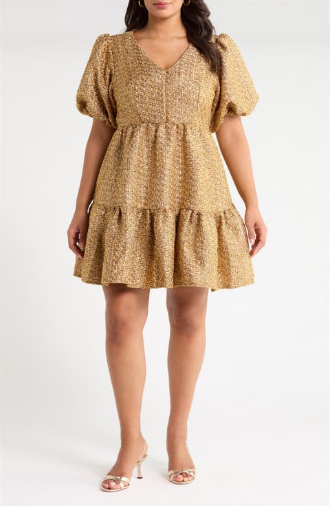 Tamary Tweed Tiered Minidress