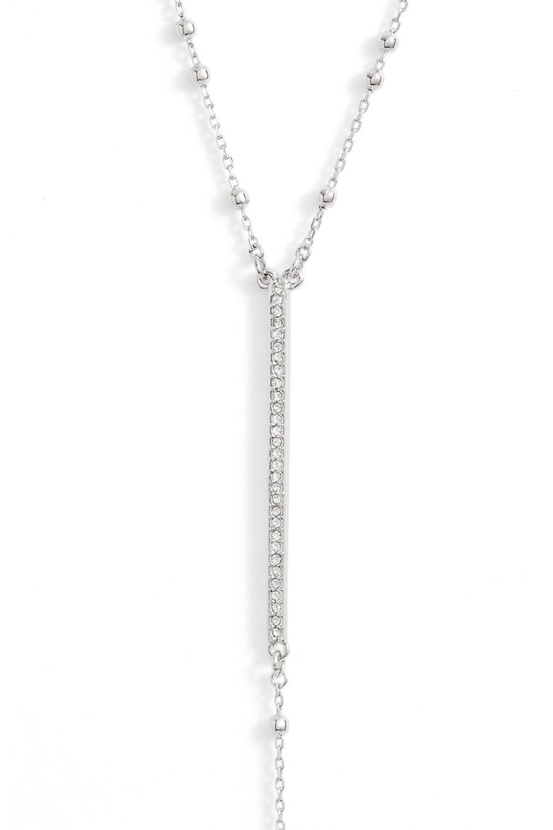 Beaded Pavé Bar Y-Necklace, Alternate, color, SILVER