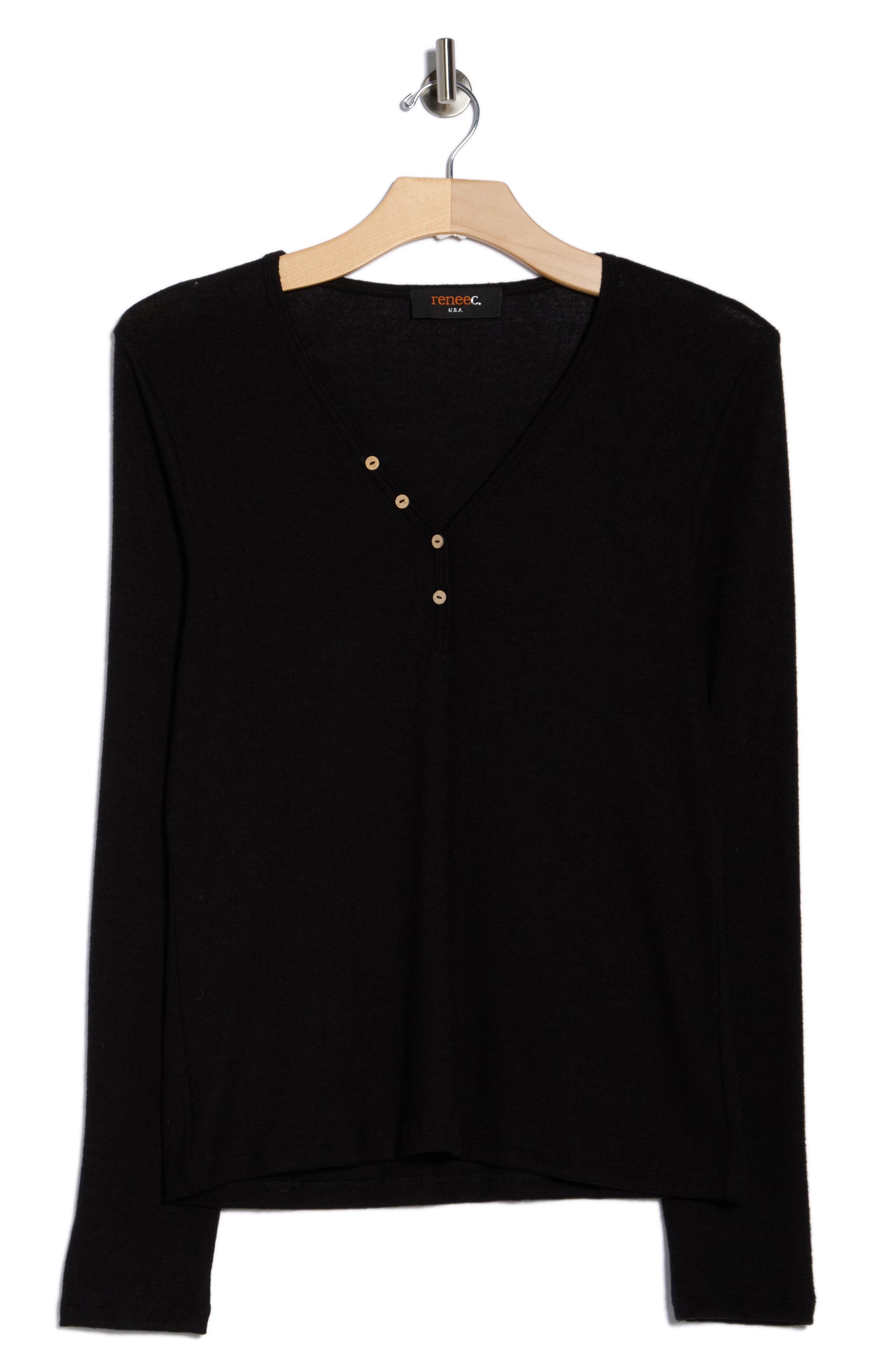 Renee C Rib Knit V-Neck Top
