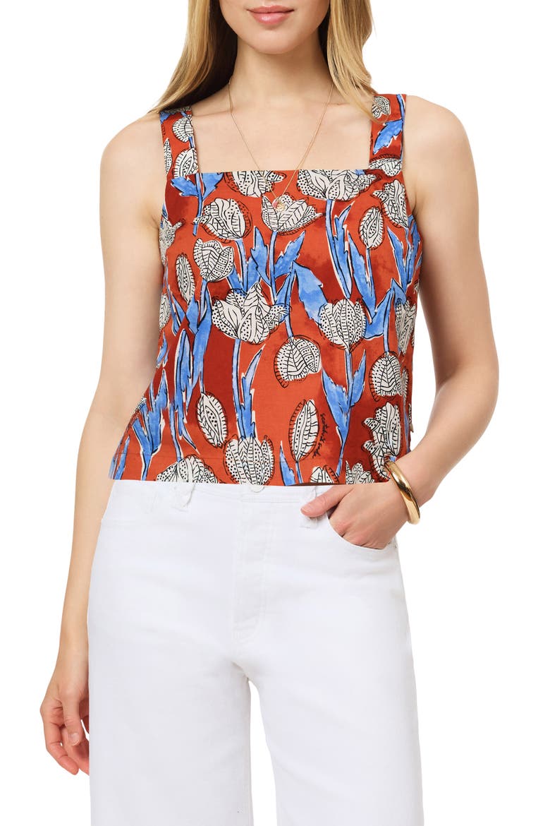 Floral Square Neck Cotton Tank, Main, color, FLORAL BLOCK