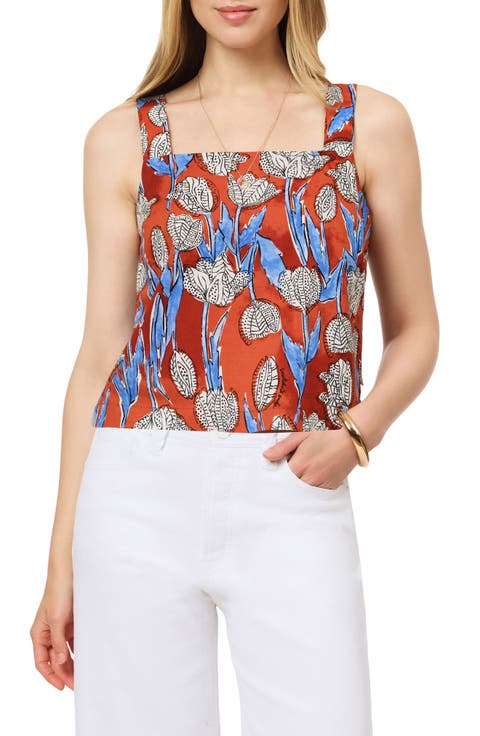 Floral Square Neck Cotton Tank