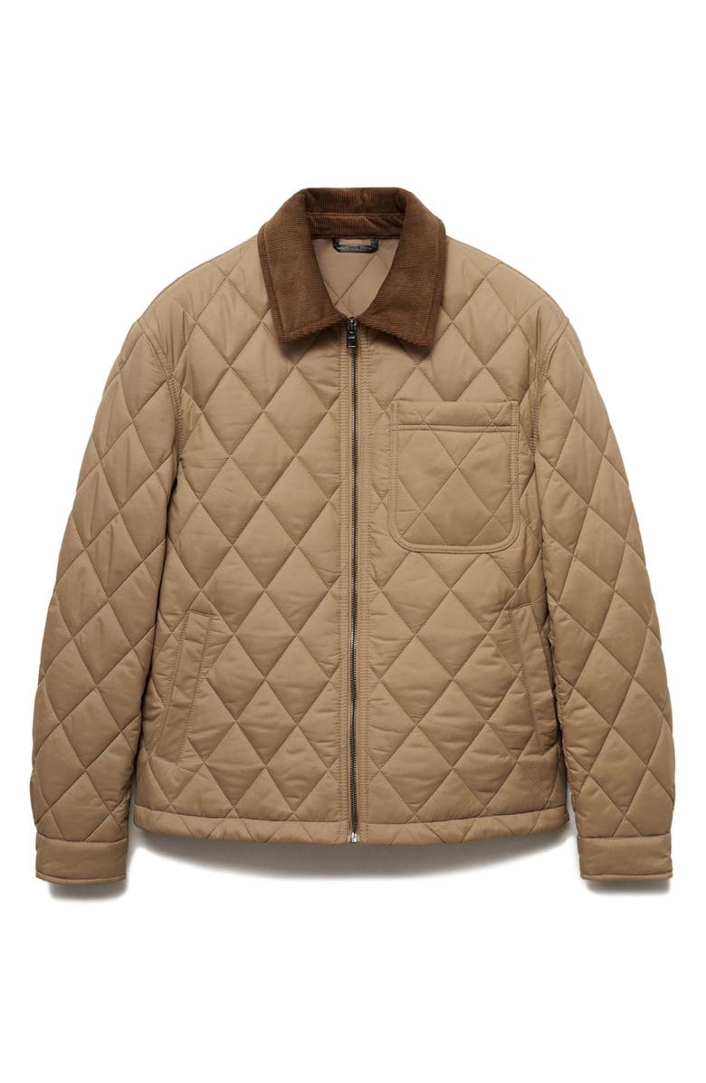 MANGO Corduroy Collar Quilted Jacket, Alternate, color,