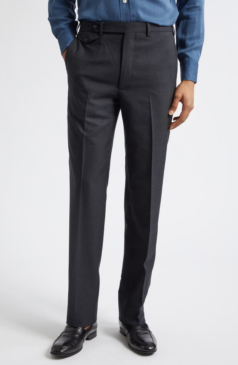 J. Mueser Waverly High Twist Virgin Wool Trousers, Main, color, Charcoal