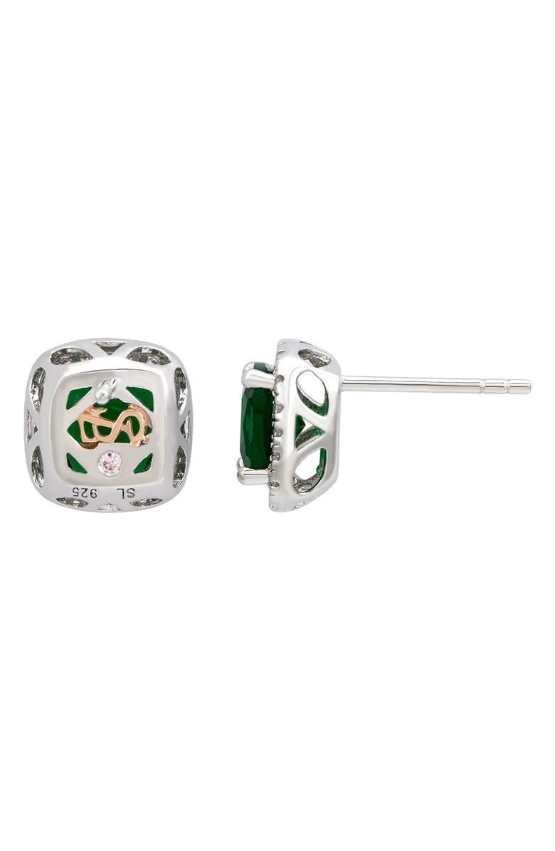 SUZY LEVIAN Cubic Zirconia Halo Stud Earrings, Alternate, color, Green