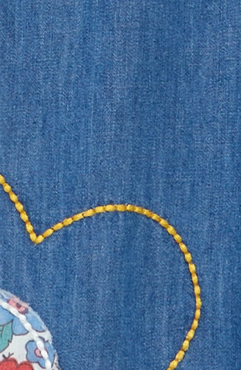 Mini Boden Kids' Appliqué Cotton Denim Dress, Alternate, color, 