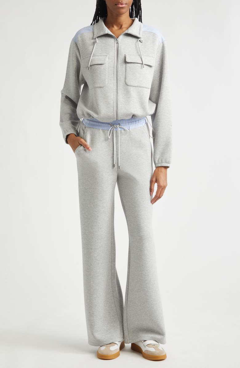 Veronica Beard Ernie Mixed Media Sweat Pants, Alternate, color, Light Heather Grey