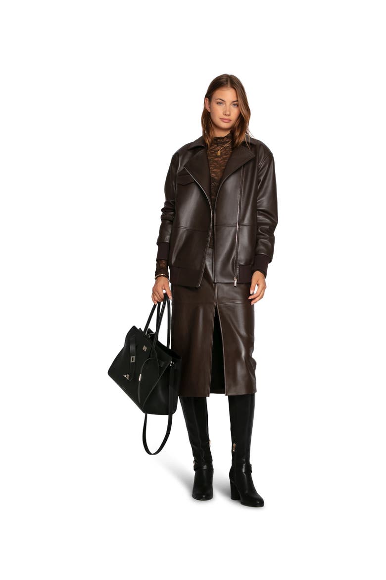 Understated Leather Pencil Skirt, Alternate, color, Dark Brown