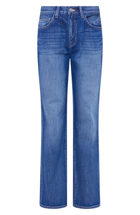 デニム・ジーパン L AGENCE Women Denim Pants 2821BRICSTR BLUE L'Agence Womens Blue Denim Mid Rise Dark Wash Stretch Logo