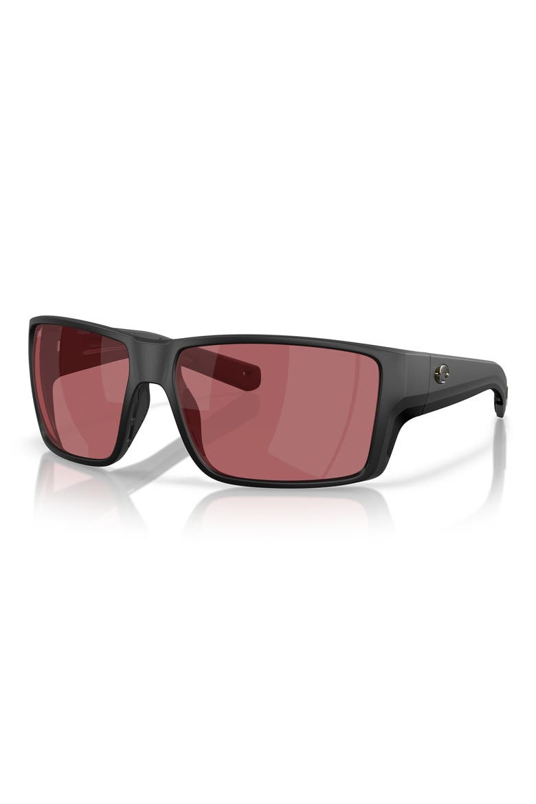 63mm Polarized Rectangular Sunglasses, Alternate, color, MATTE BLACK/ ROSE
