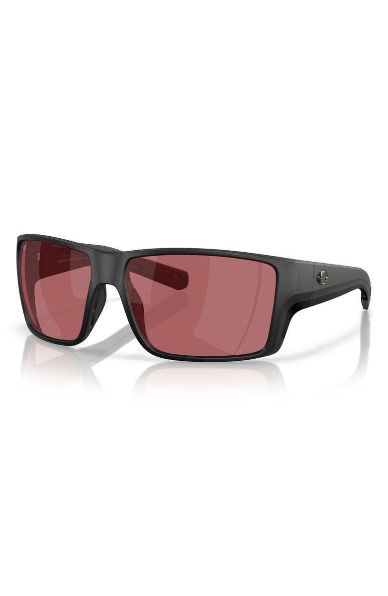 Costa Del Mar 63mm Polarized Rectangular Sunglasses, Alternate, color, Matte Black/ Rose