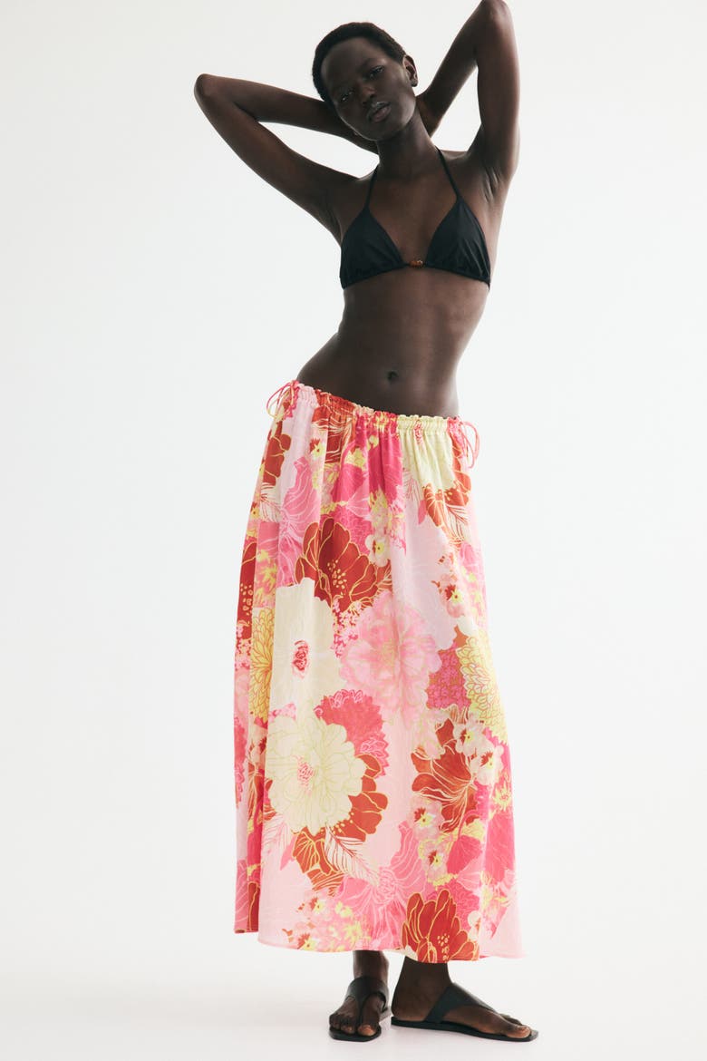 Drawstring Skirt, Alternate, color, Pink/floral