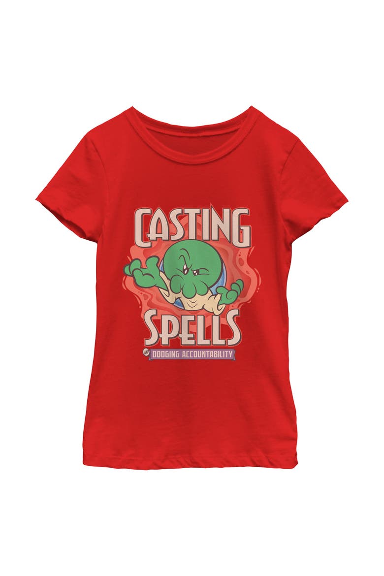 Girls Minions & Monsters Casting Spells T Shirt, Main, color, Red