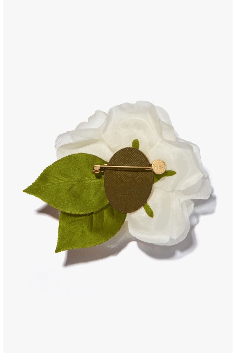The White Rose Floral Brooch, Alternate, color, White