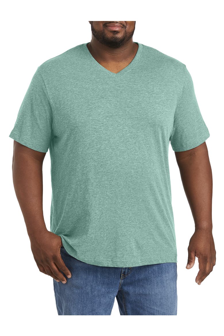Big & Tall Slub Knit V-Neck T-Shirt, Main, color, POOL GREEN HEATHER