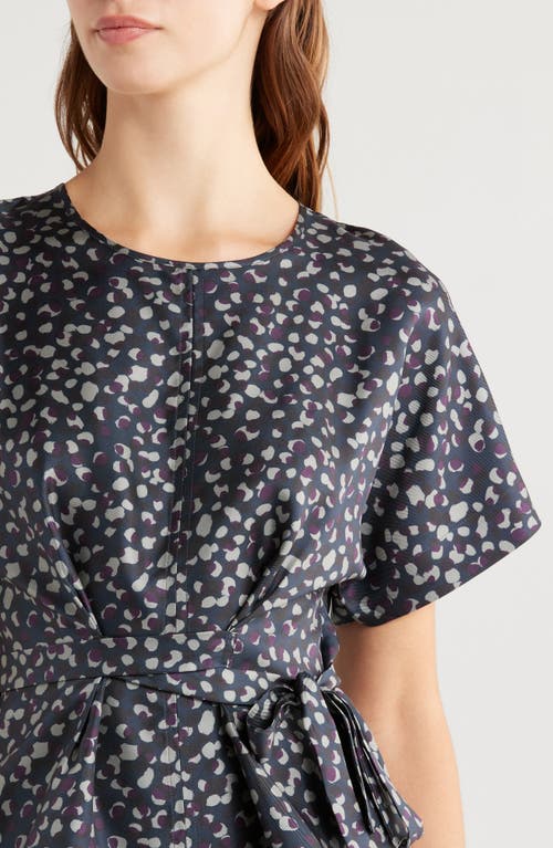 Shop Wyeth Dot Twist Detail Silk Twill Top In Twilight