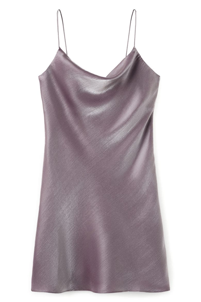 Cowl Neck Satin Mini Slipdress, Alternate, color, METALLIC PURPLE