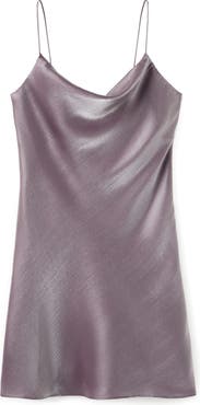 MANGO Cowl Neck Satin Mini Slipdress