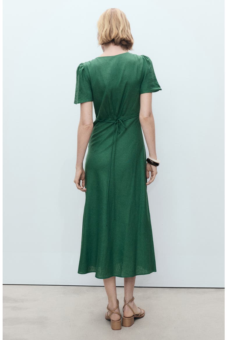 Linen Blend Dress, Alternate, color, GREEN