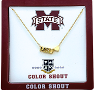 Color Shout Mississippi State University Gold Heart Necklace