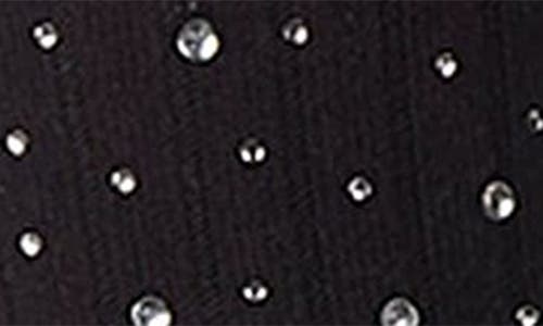 Memoi Rhinestone Rib Crew Socks In Black