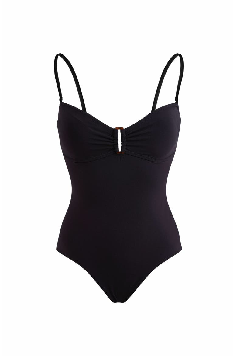 Women's Solid Bandeau One-Piece Swimsuit, Alternate, color, NOIR
