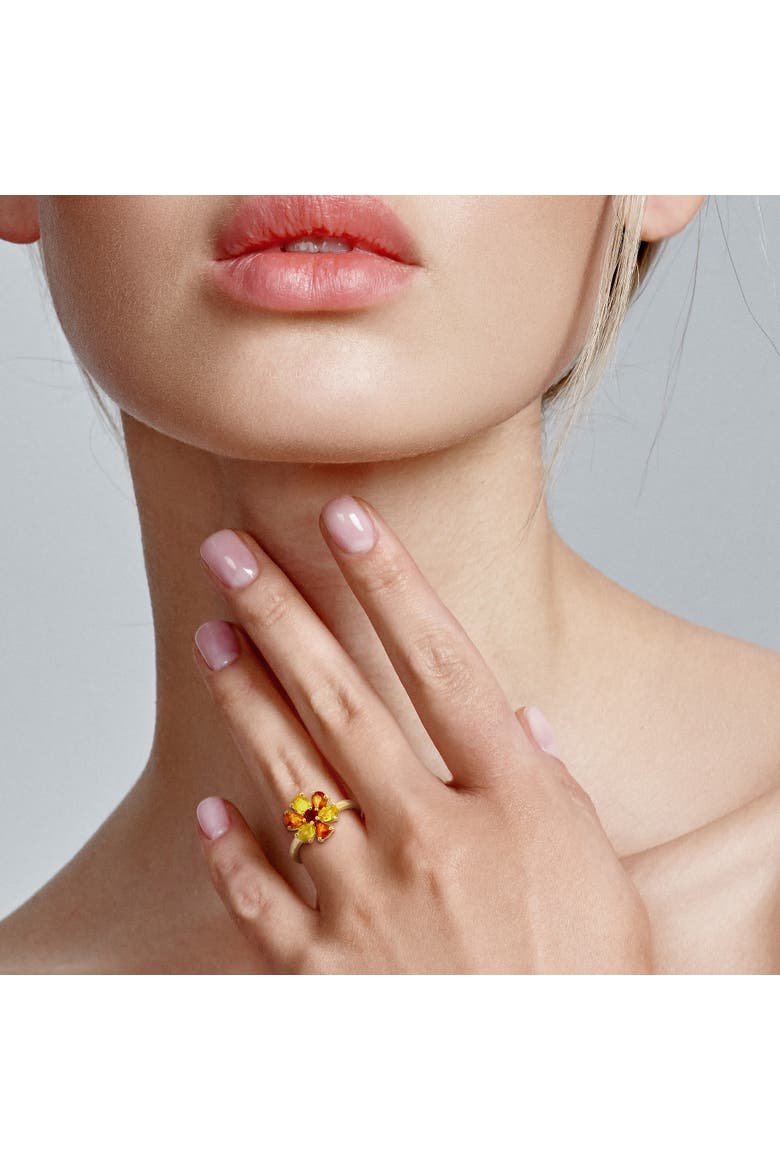 Orange & Yellow Sapphire Flower Ring, Alternate, color, Sapphire